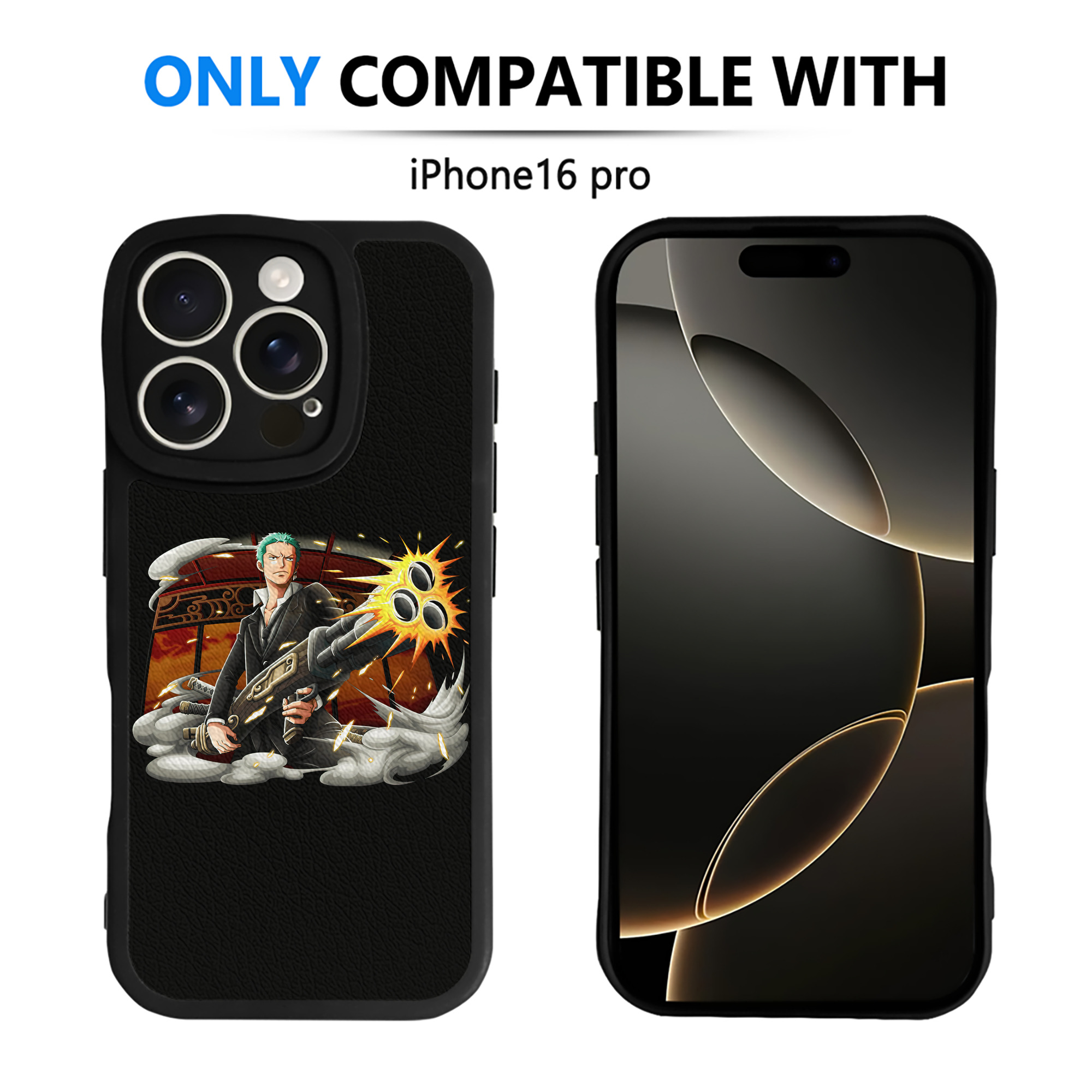 （画像用） ワンピース ロロノア・ゾロ ONE PIECE Roronoa Zoro 【iPhone 16シリーズ対応】シリコンスマホケース（レザー調） 材質：シリコン